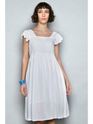 Tarifa Sukienka w kolorze białym rozmiar: XL. Białe sukienki damskie Tarifa, xl, z aplikacjami, bez kołnierzyka, bez ramiączek, mini, rozkloszowane. Za 65.69 zł.