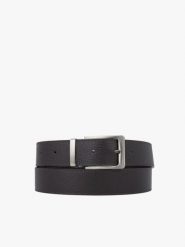 Ciemnobrązowy pasek ze skóry licowej. Brązowe paski męskie Ryłko, bez wzorów, z jeansu, eleganckie. Za 129.99 zł.