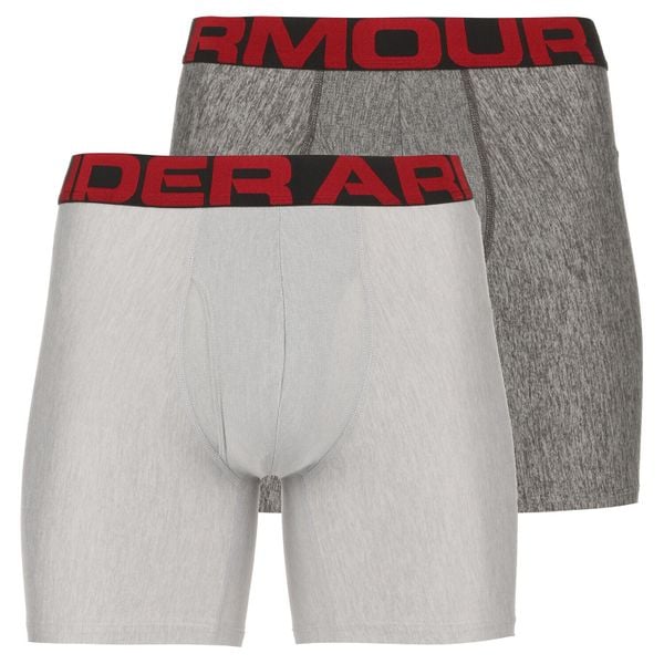 Męskie Bokserki Techniczne (zestaw 2 Sztuk). Czerwone bokserki męskie Under Armour, bez wzorów, z elastanu. Za 99.99 zł.