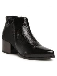 Lasocki Botki 70814-01 Czarny. Czarne botki damskie Lasocki, z lakierowanej skóry, bez obcasa, na słupku, bez zapięcia. Za 299.99 zł.