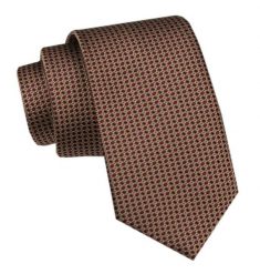 Elegancki Krawat Męski - Alties - Beżowy, Małe Groszki. Brązowe krawaty i muchy męskie Alties, bez wzorów, z tkaniny, eleganckie. Za 49.00 zł.