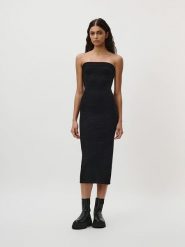 LeGer Sukienka "Lusan" w kolorze czarnym rozmiar: 36. Czarne sukienki damskie LeGer, bez wzorów, bez kołnierzyka, bez ramiączek, midi. Za 121.99 zł.