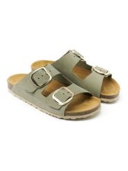 Mandel Skórzane klapki "Alberto" w kolorze khaki rozmiar: 38. Brązowe klapki damskie Mandel, bez wzorów, z nubiku, bez obcasa. Za 152.99 zł.