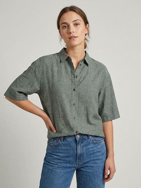 MOSS COPENHAGEN Koszula "Viana" w kolorze zielonym rozmiar: L/XL. Zielone koszule damskie MOSS COPENHAGEN, l, bez wzorów, bez kołnierzyka, bez ramiączek. Za 153.34 zł.
