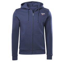 Bluza dresowa męska REEBOK RI FT z kapturem. Niebieskie bluzy sportowe męskie Reebok, bez wzorów, z dresówki, sportowe, bez kołnierzyka, bez ramiączek. Za 249.00 zł.