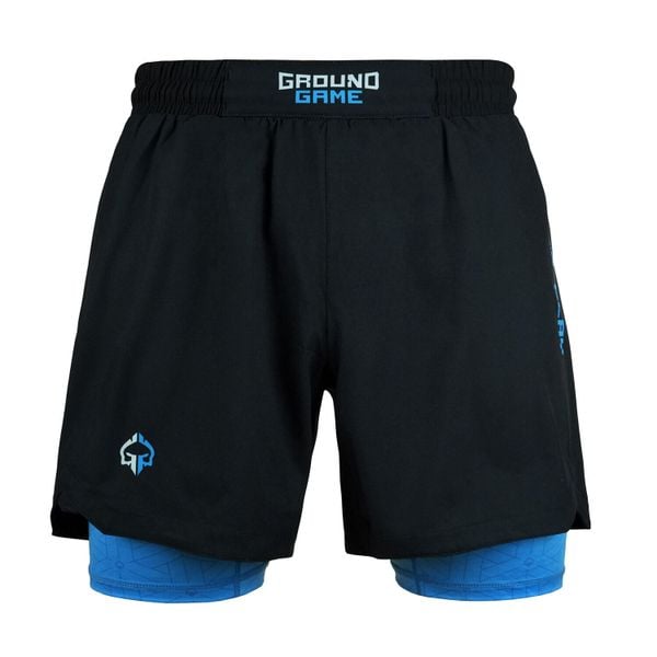 Spodenki treningowe 2w1 Ground Game Classic męskie. Czarne szorty męskie GROUND GAME, bez kołnierzyka. Za 199.99 zł.