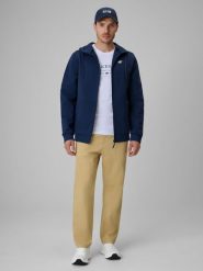 4F Spodnie casual męskie - beżowe M. Brązowe spodnie materiałowe męskie 4f, bez wzorów, z bawełny, biznesowe. Za 169.99 zł.