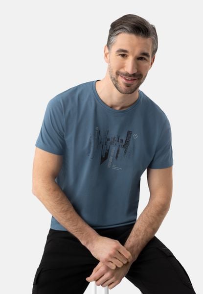 Bawełniana T-shirt z nadrukiem T-TURF. Niebieskie t-shirty męskie Volcano, l, bez wzorów, z bawełny, bez kołnierzyka. Za 59.99 zł.