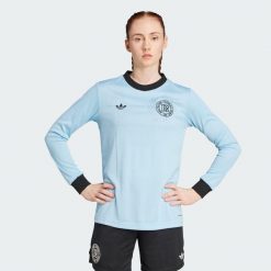 Koszulka Germany Anniversary Long Sleeve. Czarne t-shirty damskie Adidas, xl, bez wzorów, z materiału, bez kołnierzyka. Za 499.00 zł.