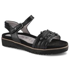 Czarne Sandały Damskie Tamaris Modne Buty Letnie. Czarne sandały damskie Tamaris, z aplikacjami, ze skóry, bez obcasa. Za 199.00 zł.