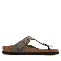 Japonki Birkenstock. Szare klapki damskie Birkenstock, bez wzorów, bez obcasa. Za 349.99 zł.