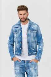DSQUARED2 Kurtka jeansowa Dan Jean Jacket. Niebieskie kurtki męskie Dsquared2, l, bez wzorów, z jeansu, bez kaptura. W wyprzedaży za 1,747.61 zł.