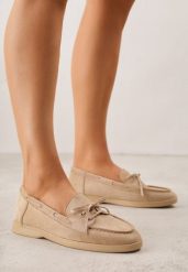 Ciemnobeżowe Mokasyny Ozdobione Wiązaniem Fyrelerris. Brązowe mokasyny damskie Born2be, z jeansu. Za 89.99 zł.