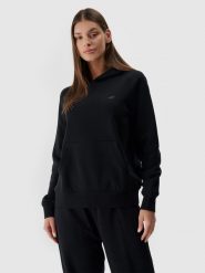 4F Bluza dresowa nierozpinana z kapturem damska - czarna XXL. Czarne bluzy z kapturem damskie 4f, xs, z bawełny. Za 149.99 zł.