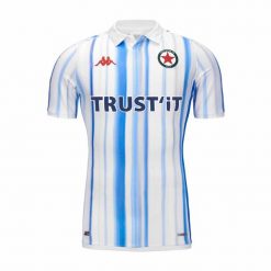 Koszulka wyjazdowa Red Star FC Kombat Pro 2023/24. Białe t-shirty sportowe męskie Kappa, s, z jersey, bez ramiączek, do piłki nożnej. Za 498.50 zł.