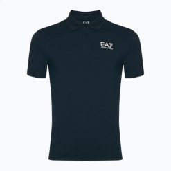 Koszulka męska EA7 Emporio Armani Train Visibility Polo. Niebieskie koszulki polo męskie EA7 Emporio Armani, l, bez wzorów, z bawełny, bez ramiączek. Za 359.99 zł.