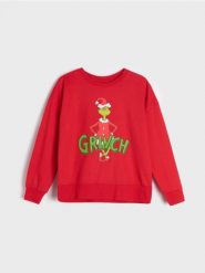 Bluza Grinch - czerwony. Czerwone bluzy bez kaptura damskie Sinsay, l. Za 49.99 zł.
