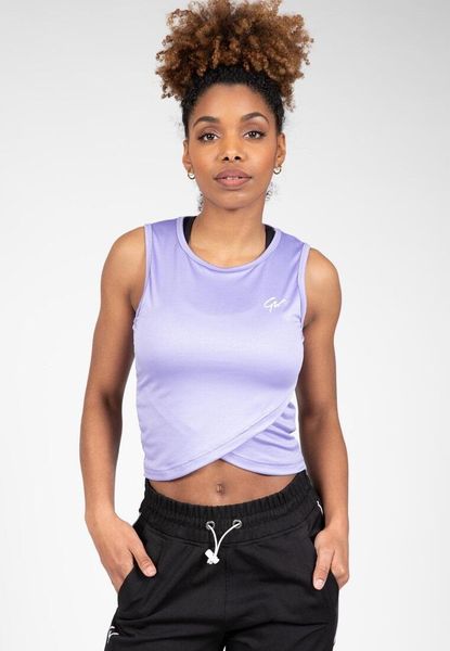 Estelle Skręcone Crop Top ilac. Fioletowe topy sportowe damskie GORILLA WEAR, l, bez wzorów, z poliesteru, bez ramiączek. Za 143.55 zł.