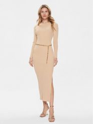 Michael Kors Sukienka dzianinowa MR4820O33D Beżowy Slim Fit. Brązowe sukienki damskie Michael Kors, l, bez wzorów, z dzianiny, bez kołnierzyka, bez ramiączek. Za 779.99 zł.