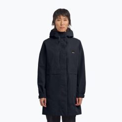 Płaszcz przeciwdeszczowy damski Jack Wolfskin Terraview 2L. Niebieskie kurtki przeciwdeszczowe damskie Jack Wolfskin, l, bez kaptura. Za 709.99 zł.