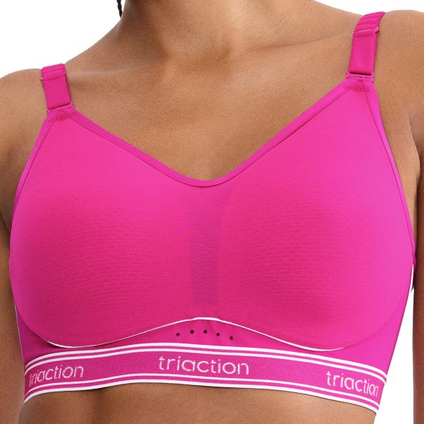 Stanik do biegania Cardio Breeze z wysoki poziomem podtrzymywania. Czerwone biustonosze TRIACTION, bez wzorów, z elastanu. Za 326.00 zł.