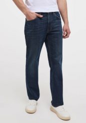 MUSTANG TRAMPER STRAIGHT MĘSKIE SPODNIE JEANSOWE DENIM BLUE 1013717 5000 883. Niebieskie spodnie materiałowe męskie Mustang, bez wzorów, z denimu. Za 219.99 zł.