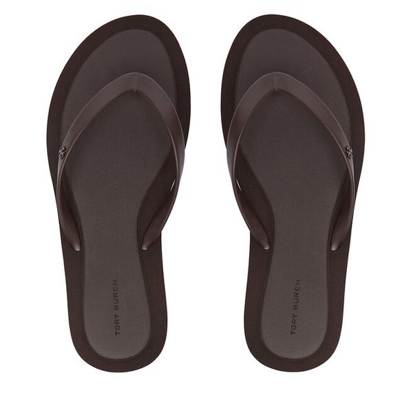 Japonki Tory Burch. Brązowe klapki damskie Tory Burch, bez wzorów, bez obcasa. Za 484.99 zł.