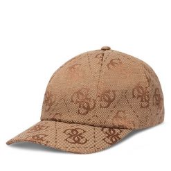 Czapka z daszkiem Guess. Brązowe czapki z daszkiem damskie Guess, z aplikacjami. Za 159.99 zł.