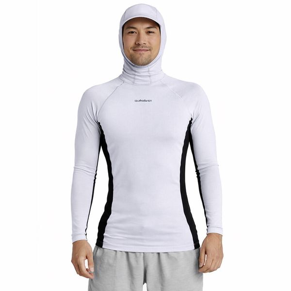 Koszulka Quiksilver z Kapturem Storm Tripper Hood LS Rash Guard White/Black. Białe koszulki męskie z długim rękawem Quiksilver, l, z elastanu. Za 169.00 zł.