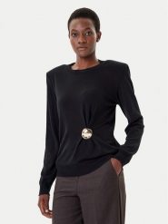Simona Corsellini Sweter A25CPMGE0301 Czarny Regular Fit. Czarne swetry klasyczne damskie SIMONA CORSELLINI, s, z wełny, bez kołnierzyka. Za 639.99 zł.