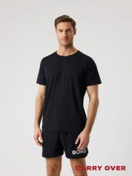 Bjorn_borg BORG FEATHER T-shirt z recyklowanego poliestru - BLACK BEAUTY. Czarne t-shirty męskie Björn Borg, m, bez wzorów, z materiału, bez kołnierzyka. Za 247.00 zł.