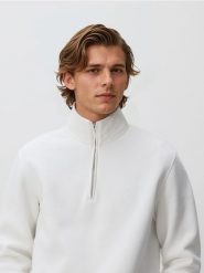 Bluza ze stójką - złamana biel. Bluzy bez kaptura męskie Reserved, l, z bawełny. Za 119.99 zł.