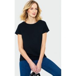 Czarny luźny top. Czarne topy damskie Greenpoint, bez wzorów, z bawełny, bez kołnierzyka. Za 24.99 zł.