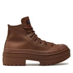 Trzewiki Converse. Brązowe botki damskie Converse, retro, bez obcasa, na płaskiej podeszwie, bez zapięcia. Za 439.99 zł.