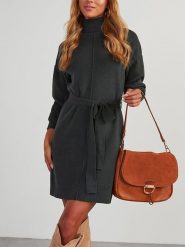 Milan Kiss Sukienka dzianinowa w kolorze beżowym rozmiar: S. Brązowe sukienki damskie Milan Kiss, na co dzień, s, bez wzorów, z dzianiny, bez kołnierzyka, bez ramiączek, mini, proste. Za 165.99 zł.