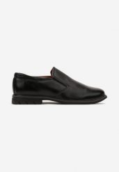 Czarne Eleganckie Półbuty Loafersy ze Skórzaną Wkładką Nitllia. Czarne buty wizytowe męskie Born2be, z materiału, z okrągłym noskiem, bez zapięcia. Za 129.99 zł.
