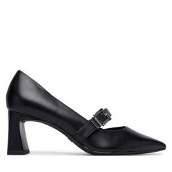 Czółenka Tamaris. Czarne czółenka damskie Tamaris, bez wzorów, bez obcasa. Za 409.99 zł.