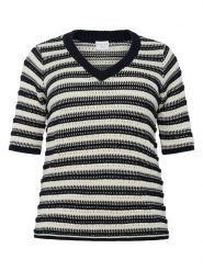 KAFFE curve Sweter w kolorze kremowo-czarnym rozmiar: XL. Brązowe swetry klasyczne damskie KAFFE curve, xl, z bawełny, bez kołnierzyka. Za 110.04 zł.