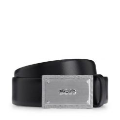 Pasek Męski BOSS. Czarne paski męskie Boss, bez wzorów. Za 269.99 zł.