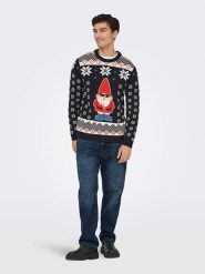 ONLY & SONS Sweter w kolorze czarnym rozmiar: S. Czarne swetry męskie Only & Sons, s, bez wzorów, z bawełny, bez kołnierzyka. Za 100.28 zł.