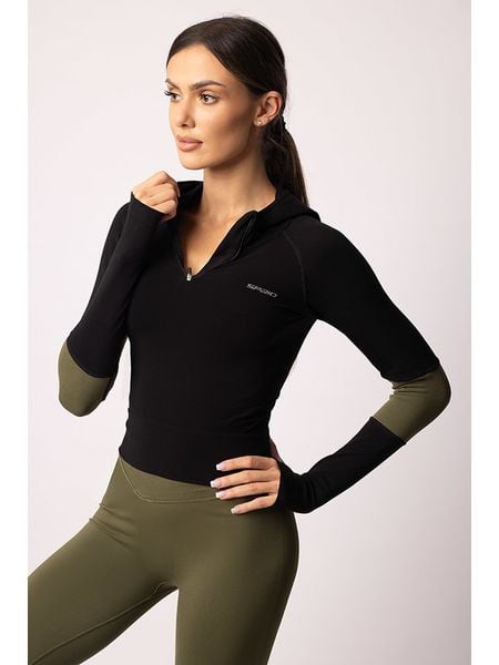 Spaio Bluza sportowa "Adapt" w kolorze czarno-oliwkowym rozmiar: XL. Brązowe bluzy sportowe damskie Spaio, xl, z materiału. Za 217.53 zł.