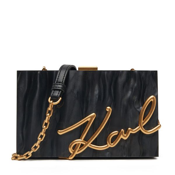 Torebka KARL LAGERFELD. Czarne torebki klasyczne damskie Karl Lagerfeld, bez wzorów, wizytowe, bez kołnierzyka, bez ramiączek. Za 669.99 zł.