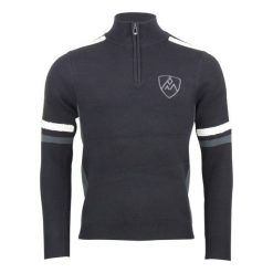 Sweter z kołnierzem 1/2 zip Peak Mountain Casta. Czarne swetry męskie Peak Mountain, bez wzorów, bez kołnierzyka. W wyprzedaży za 286.50 zł.