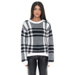 Bluza Leone 1947 Glam Winter Damen Karo Rundhalspullover z Logo-Etikett. Czarne bluzy bez kaptura damskie LEONE 1947 APPAREL, z poliesteru. W wyprzedaży za 206.29 zł.