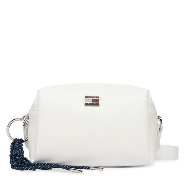 Torebka Tommy Jeans. Białe listonoszki damskie Tommy Jeans, bez wzorów, z jeansu, bez dodatków. Za 409.99 zł.