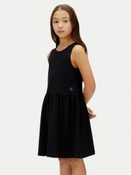 Calvin Klein Jeans Sukienka letnia LVCKSJH01G Czarny Regular Fit. Czarne sukienki dziewczęce Calvin Klein Jeans, na lato, bez wzorów, z jeansu, bez ramiączek. Za 249.99 zł.