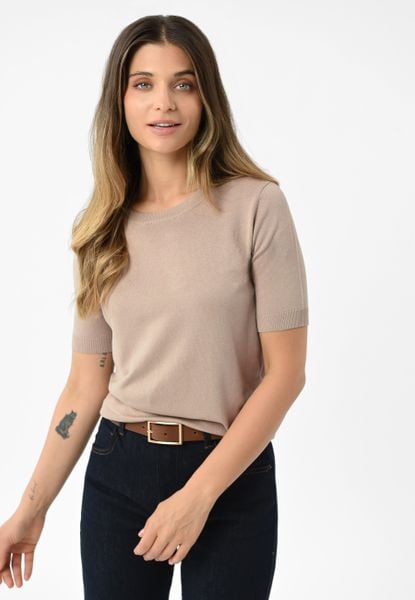 Dzianinowa koszulka TM-IRIS. Niebieskie t-shirty damskie Volcano, m, bez wzorów, z dzianiny, bez ramiączek. Za 99.99 zł.