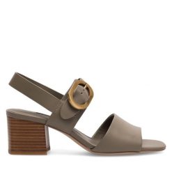 Sandały GINO ROSSI. Brązowe sandały damskie Gino Rossi, bez wzorów, bez obcasa, na słupku. Za 249.99 zł.