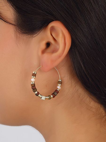 Nakkash Pozłacane kolczyki-kreole z kamieniem szlachetnym rozmiar: onesize. Żółte kolczyki damskie Nakkash, pozłacane. Za 78.66 zł.