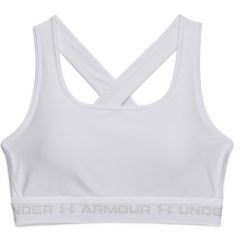 Biustonosz sportowy o umiarkowanym wsparciu dla kobiet Under Armour® Crossback. Białe biustonosze sportowe damskie Under Armour, bez wzorów, z materiału. Za 177.05 zł.